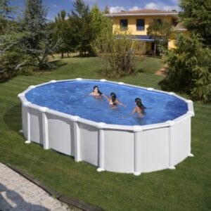 Gre Haiti Oval Swimming Pool, Steel and White Sheet Metal
