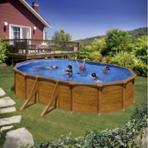 Gre Mauritius Oval Above Ground Pool, Wood Imitation
