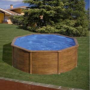 Gre Pacific Circular Above Ground Pool, Wood Imitation