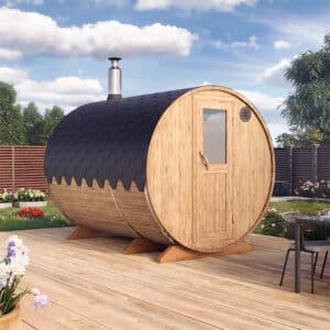 Outdoor Barrel Sauna S3P with Dressing Room for 4 People