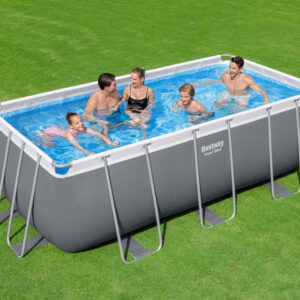 13.6ft x 6.7ft x 48in Dark Grey Rectangle Power Steel Above Ground Pool Set